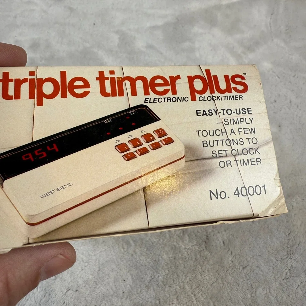 West Bend Triple Timer‎ Plus Vintage 1980 Electronic Clock Timer No 40001 Cream